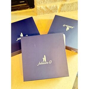 Johnnie-O Navy Blue Square Gift Boxes with Red Logo Interior Set of 3 10.5
